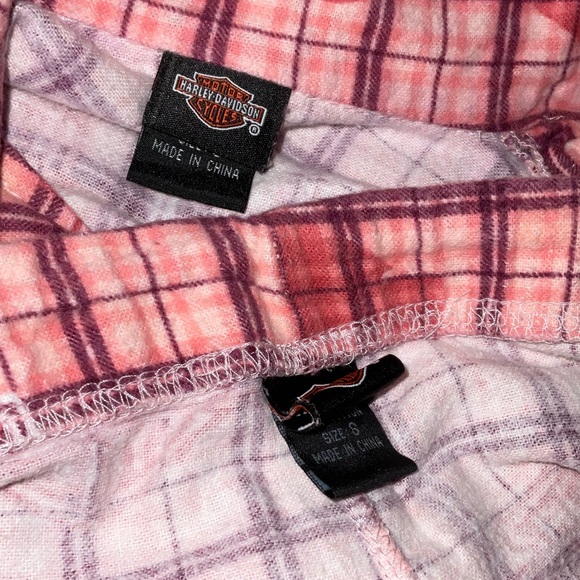 Harley-Davidson Pink Plaid Flannel Logo Pajama Set Small - Picture 6 of 9